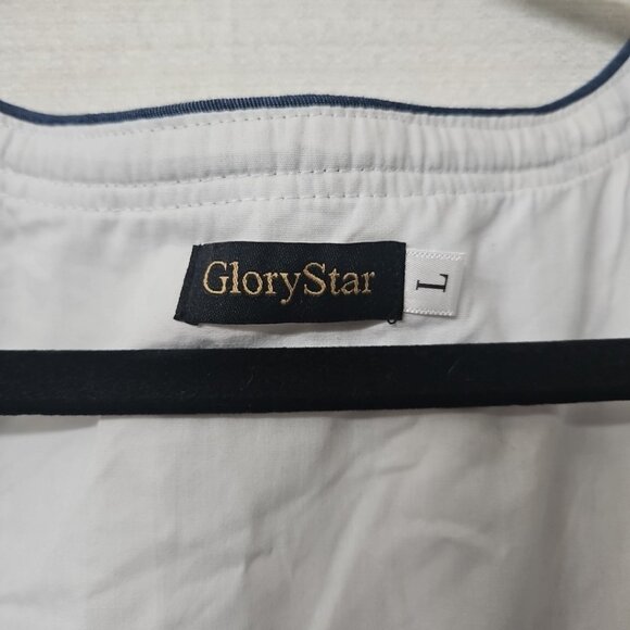 Womens Glory Star Sz Large Milkmaid Dress Gingham Navy White Coquette - Picture 4 of 8